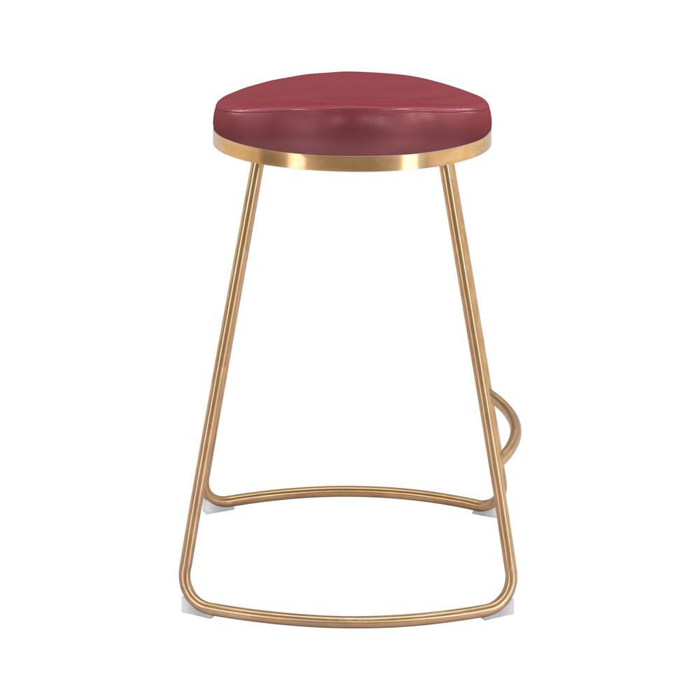 Bree Counter Stool (Set of 2) Burgundy & Gold Burgundy & Gold. Picture 3