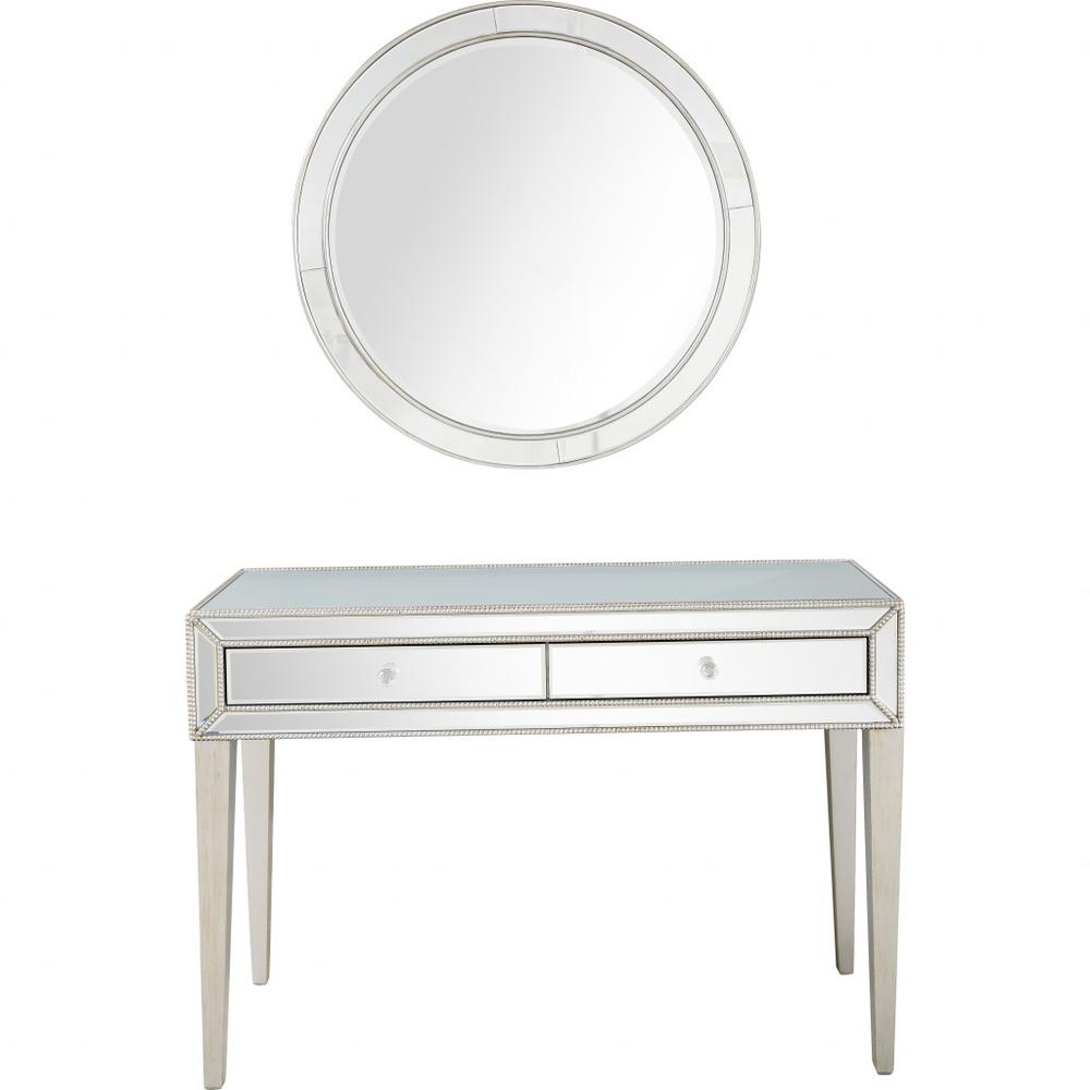 Silver Beaded Mirror and Console Table. Picture 1