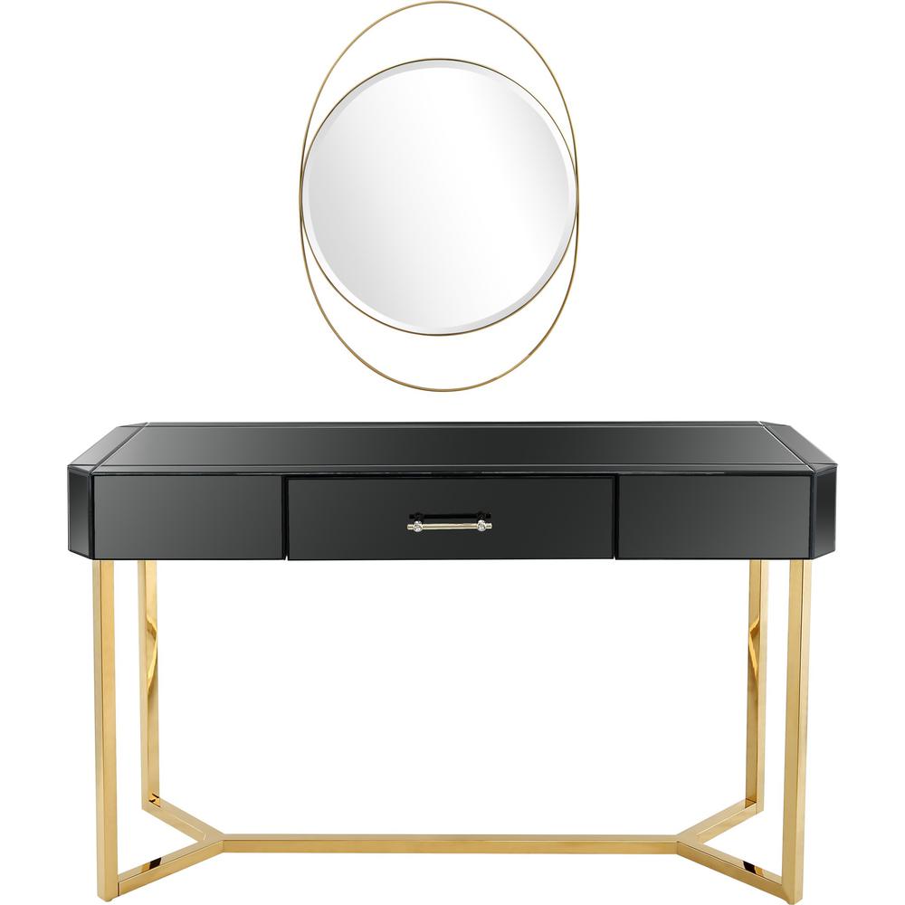 Black and Gold Mirror and Console Table. Picture 1