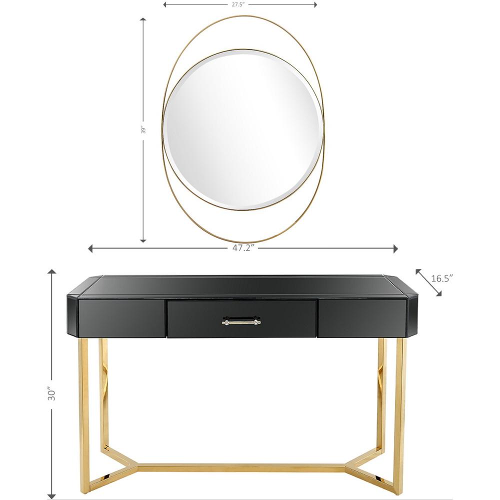 Black and Gold Mirror and Console Table. Picture 8