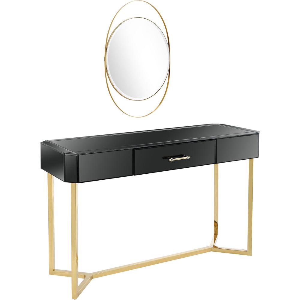 Black and Gold Mirror and Console Table. Picture 4
