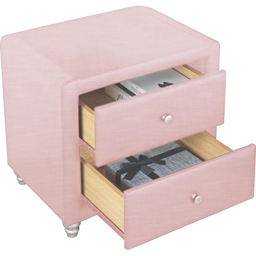 20" Pink Two Drawers Nightstand. Picture 3
