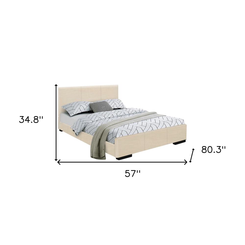 Beige Platform Full Bed. Picture 4