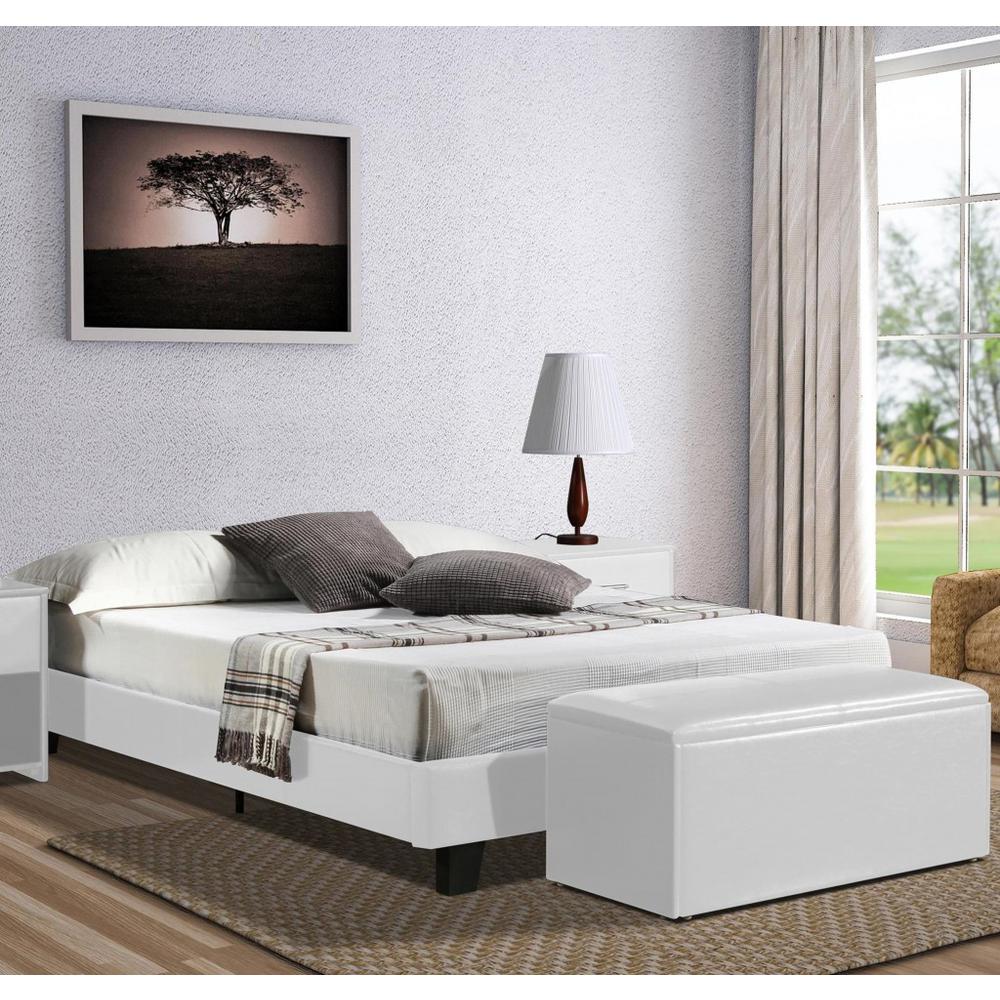 White Platform Queen Bed. Picture 6