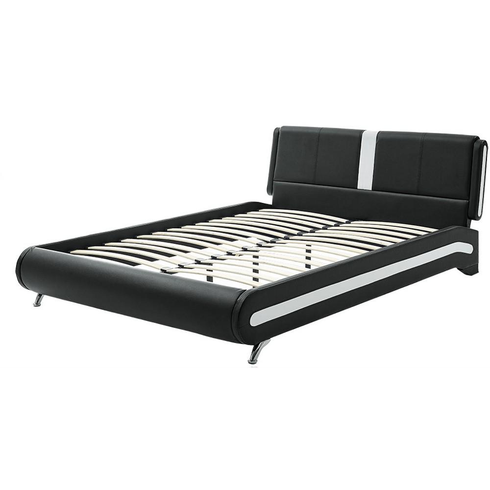 Black Platform Queen Bed with Two Nightstands. Picture 5