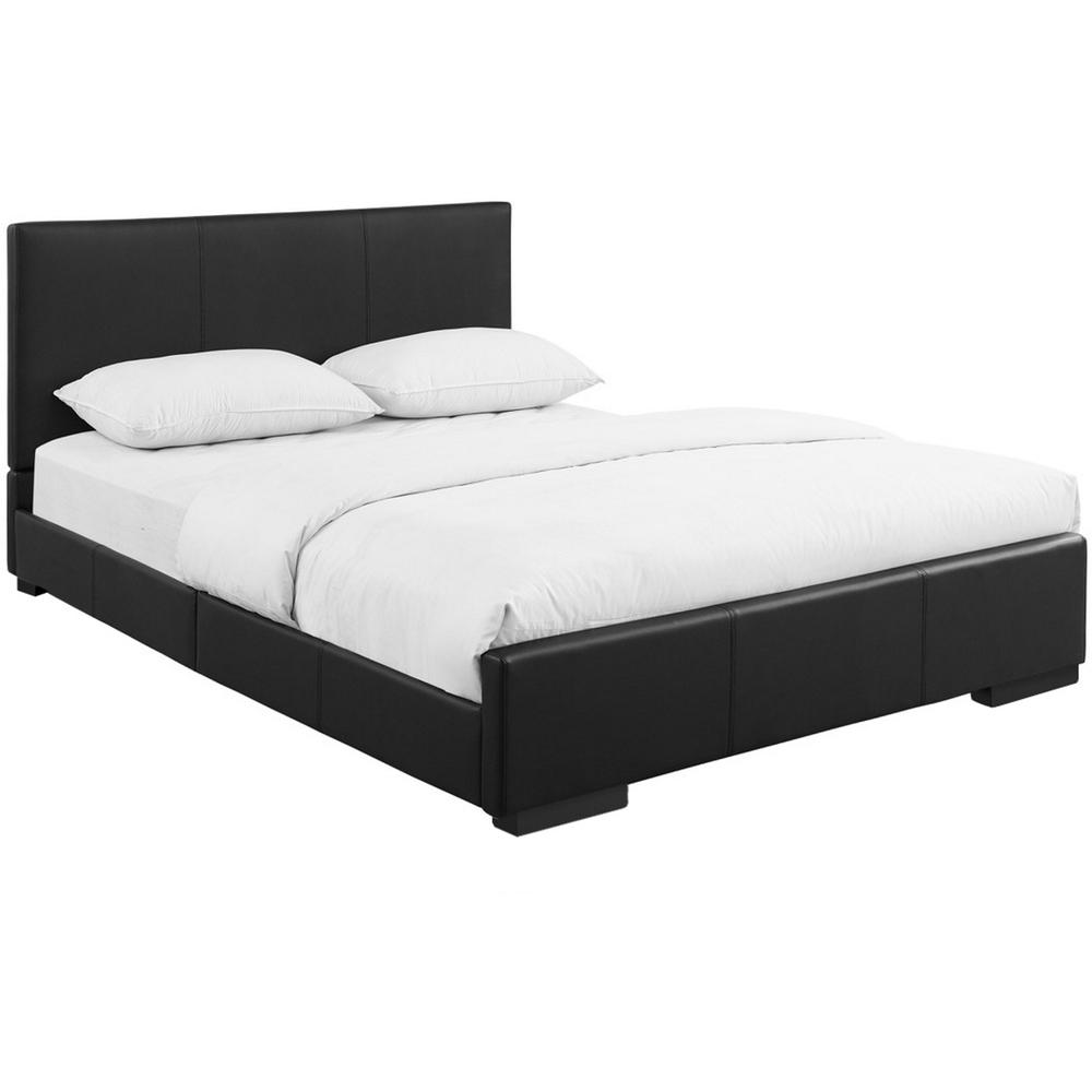 Black Upholstered Twin Platform Bed. Picture 2