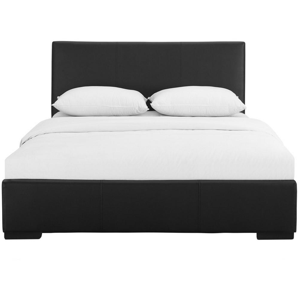 Black Upholstered Full Platform Bed. Picture 1