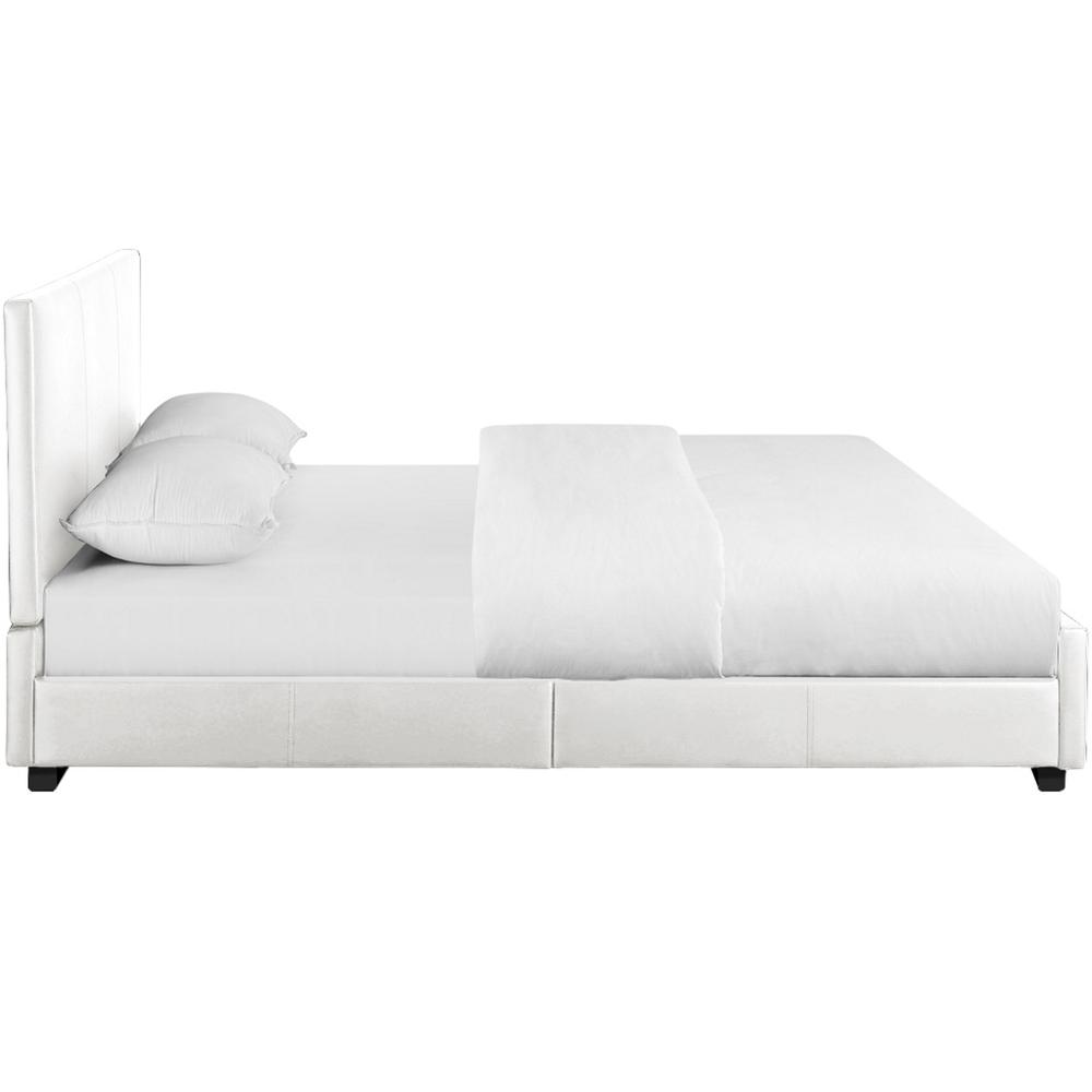 White Upholstered Queen Platform Bed. Picture 4