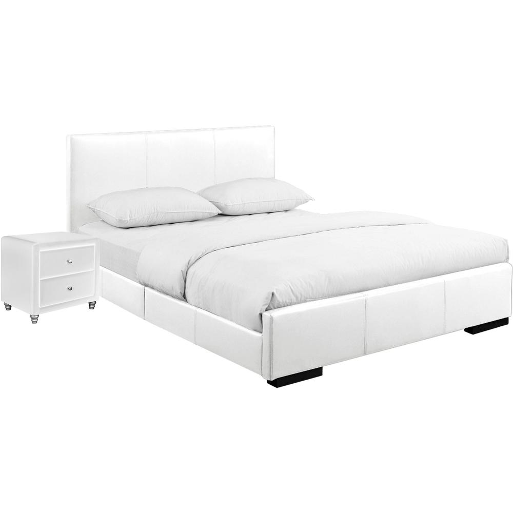 Solid Manufactured Wood White Standard Bed Upholstered With Headboard. Picture 4