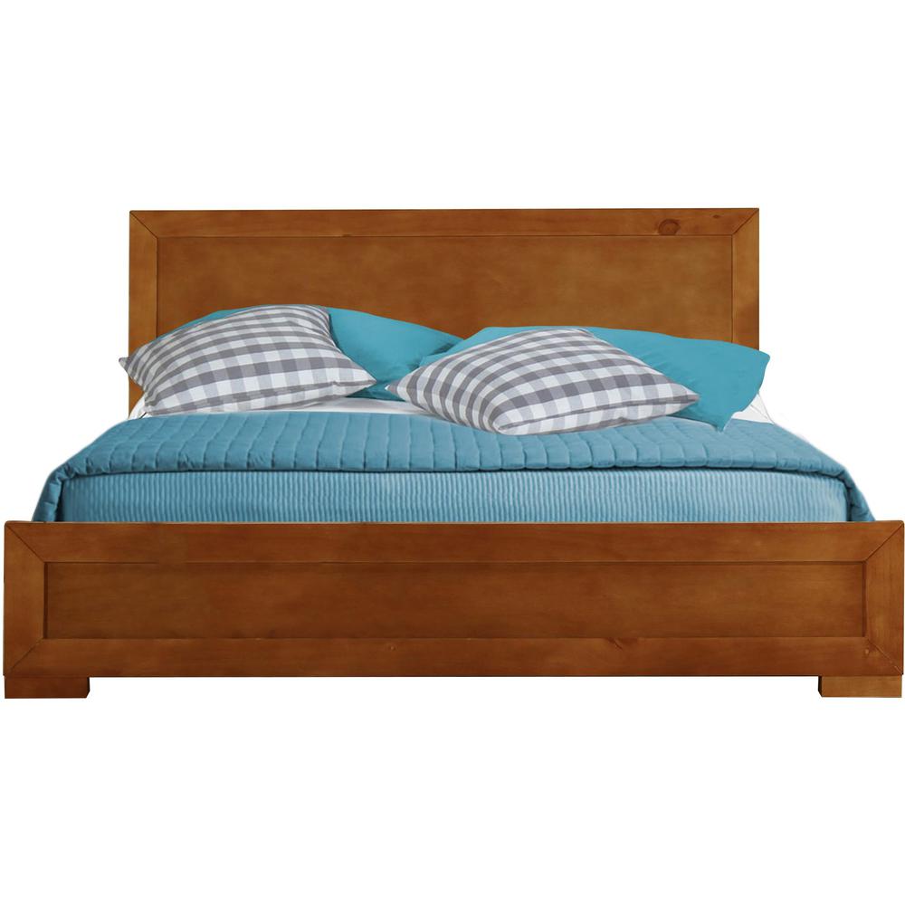 Oak Wood Full Platform Bed. Picture 1