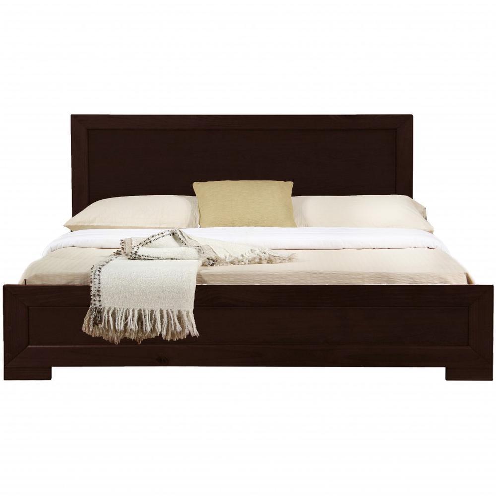 Espresso Wood Full Platform Bed. Picture 1