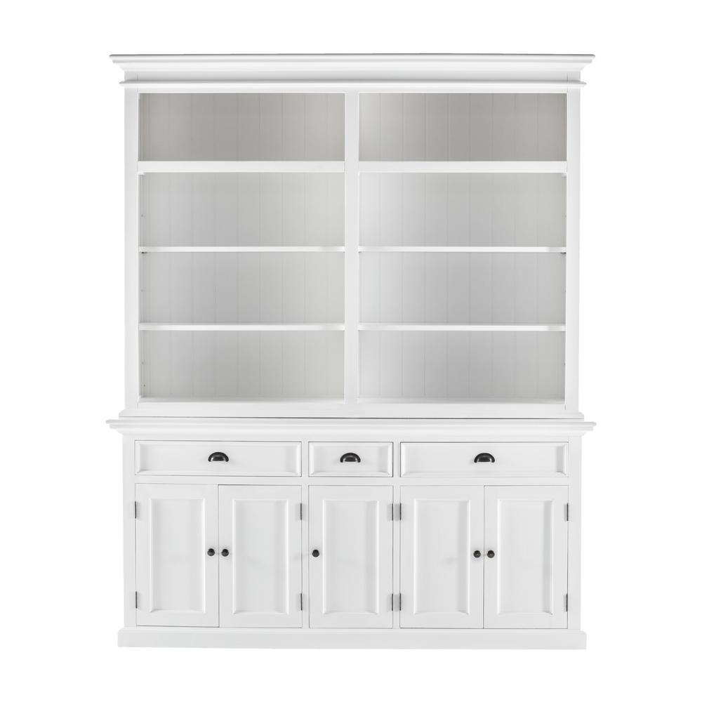 Classic White Hutch Bookcase with 5 Doors and 3 Drawers. Picture 1