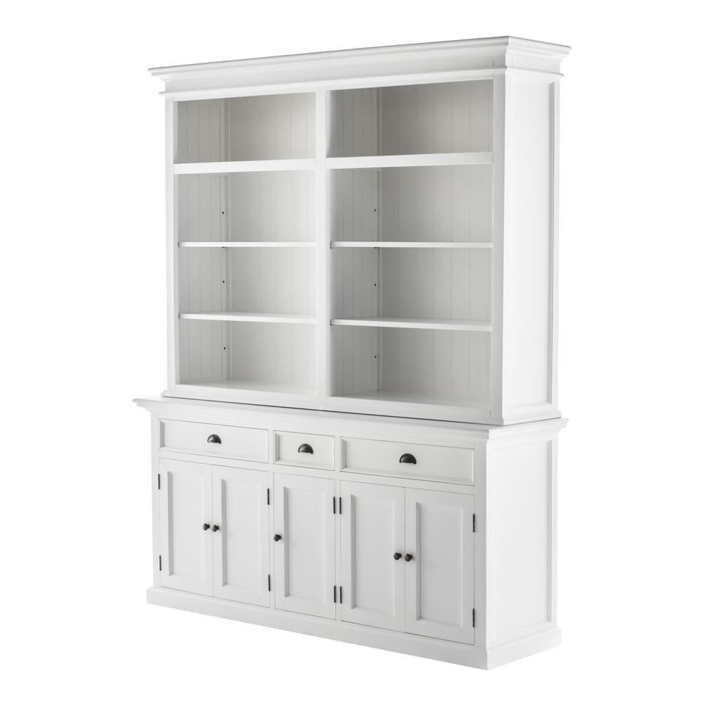 Classic White Hutch Bookcase with 5 Doors and 3 Drawers. Picture 4