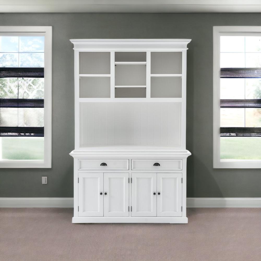 Classic White Buffet Hutch Unit with 2 Adjustable Shelves. Picture 2