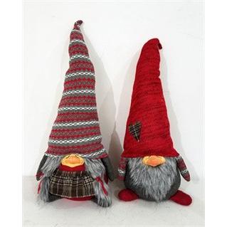Red and Gray Holiday Plaid Girl Gnome Red. Picture 1