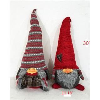 Red and Gray Holiday Plaid Girl Gnome Red. Picture 2