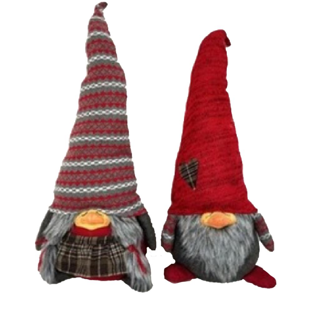 Red and Gray Holiday Plaid Girl Gnome Red. Picture 3