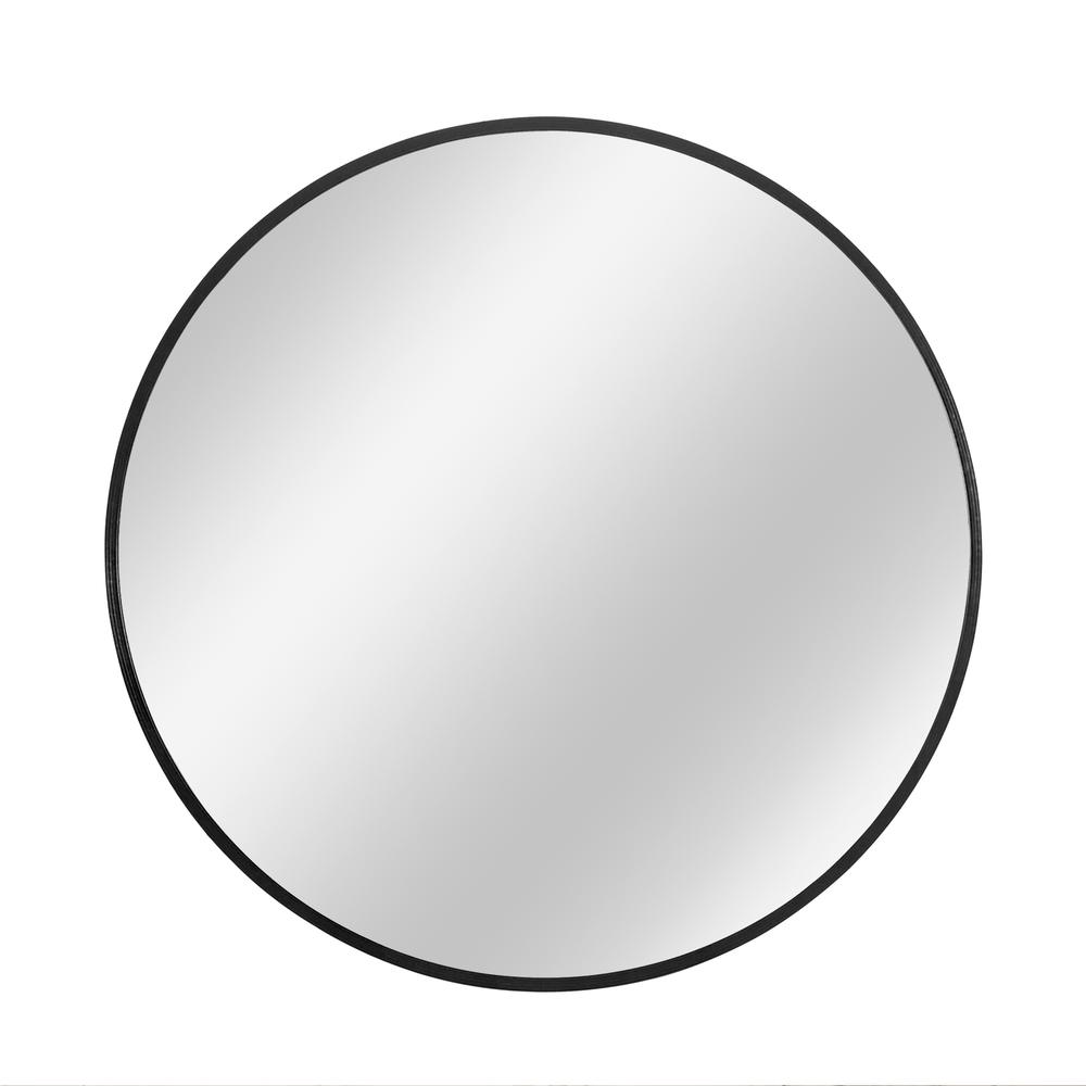 Black Aluminum Frame Round Mirror. Picture 1