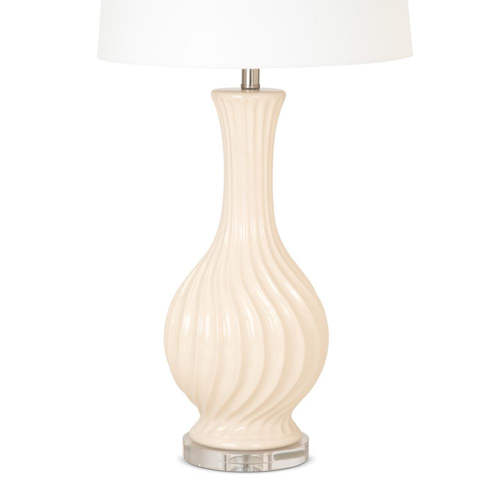 Set of 2 Beige Curved Ceramic Table Lamps. Picture 2