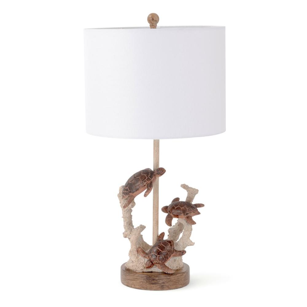 Set of 2 Brown Turtle Reef Table Lamps. Picture 1