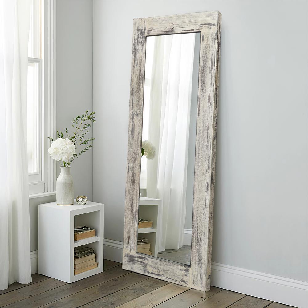 Brushed Dark Gray Wooden Mirror. Picture 1