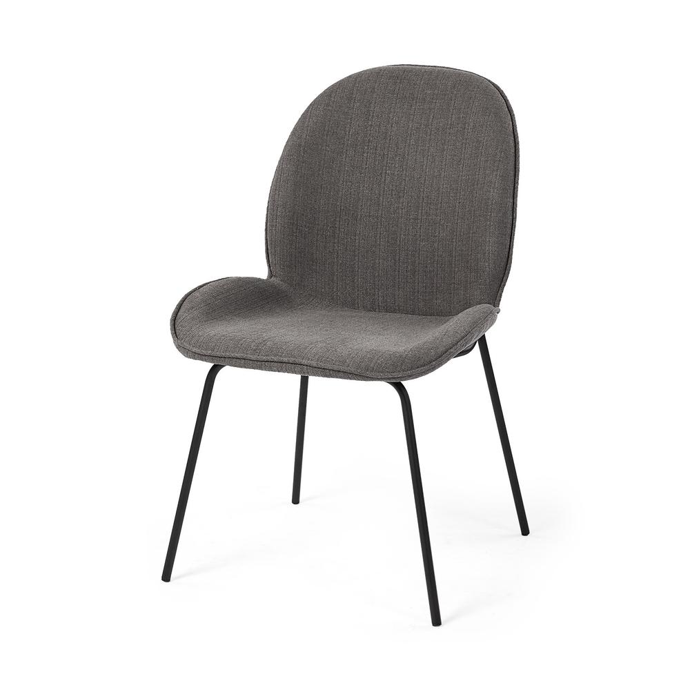 Black and Gray Flaired Seat Fabric Dining Chair Grey. Picture 1