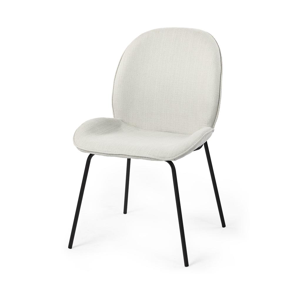 Black and White Flaired Seat Fabric Dining Chair White. Picture 1
