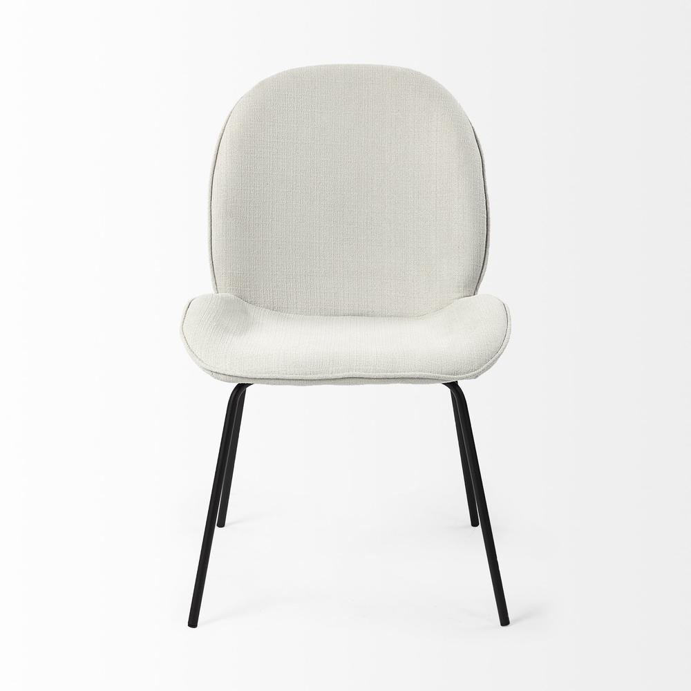 Black and White Flaired Seat Fabric Dining Chair White. Picture 2