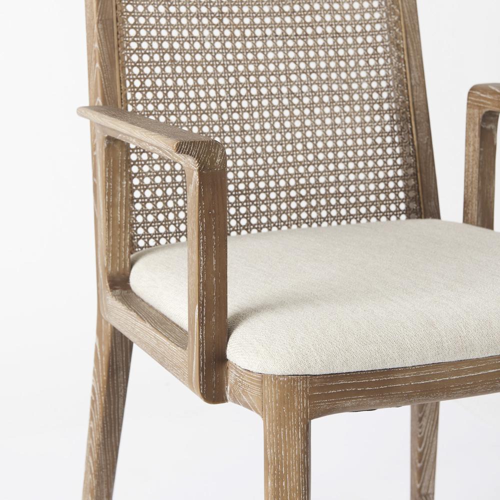 Light Natural and Cream Uholstery and Cane Dining Armchair Cream. Picture 6