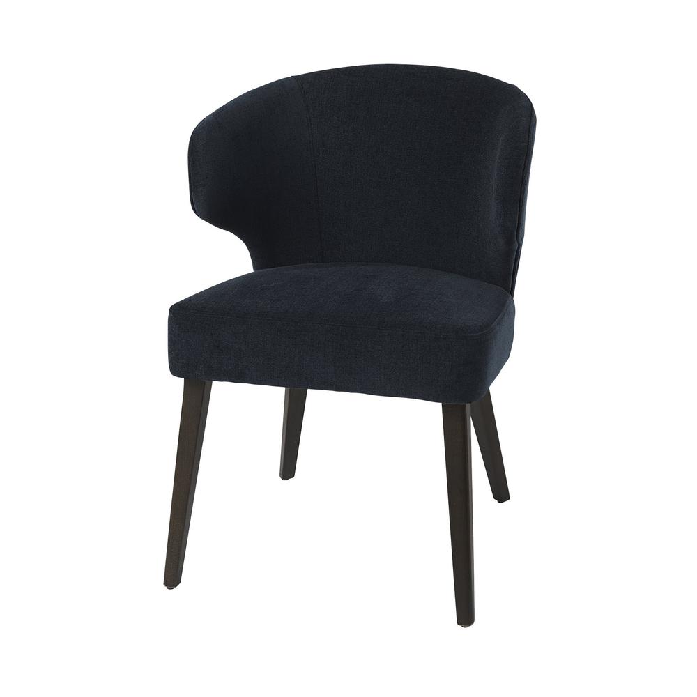 Dark Navy and Black Mid Century Wingback Dining Chair Navy. Picture 1