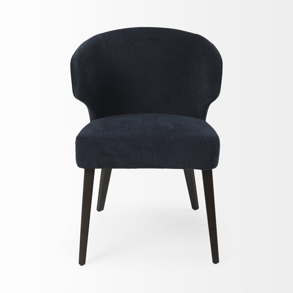 Dark Navy and Black Mid Century Wingback Dining Chair Navy. Picture 2