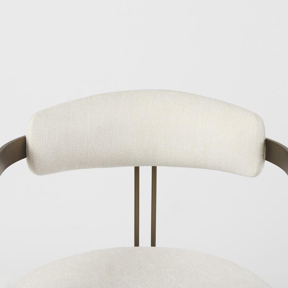 Curvy Gold and White Upholstered Dining Armchair Cream. Picture 6