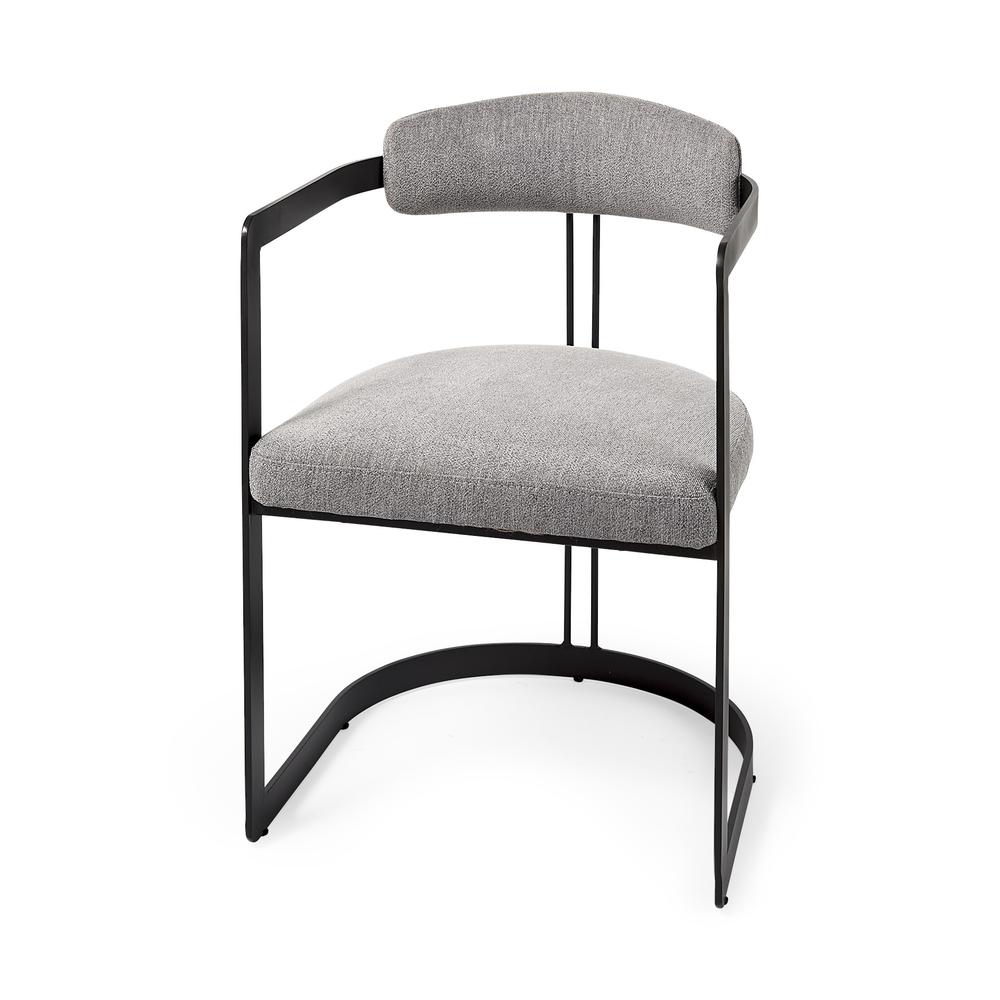 Curvy Black and Gray Upholstered Dining Armchair Gray. Picture 1