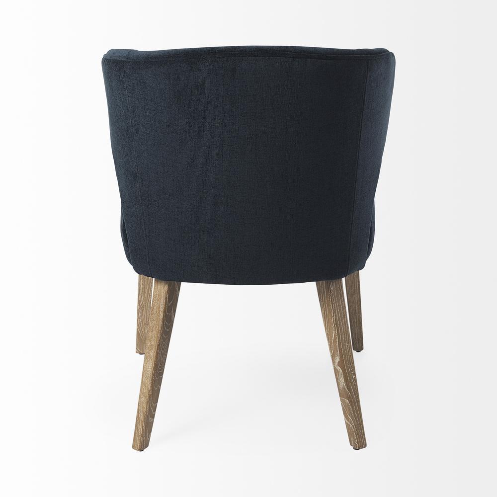 Dark Navy and Brown Mid Century Wingback Dining Chair Navy. Picture 4