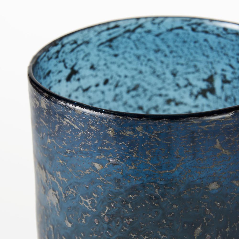 10" Artisan Blue and Gold Metallic Flat Bottom Vase Blue. Picture 4