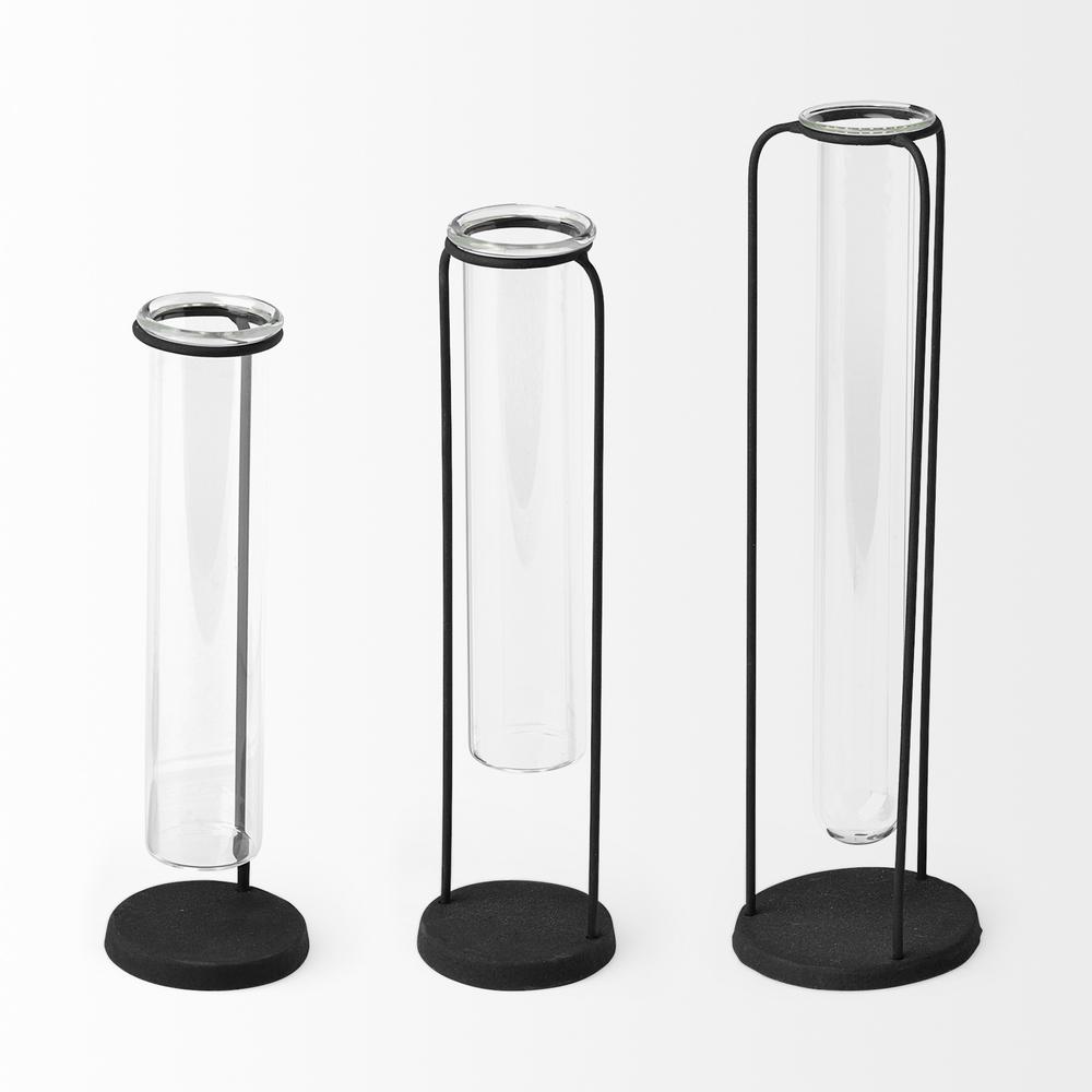 Set of Three Test Tube Stand Vases Black. Picture 2