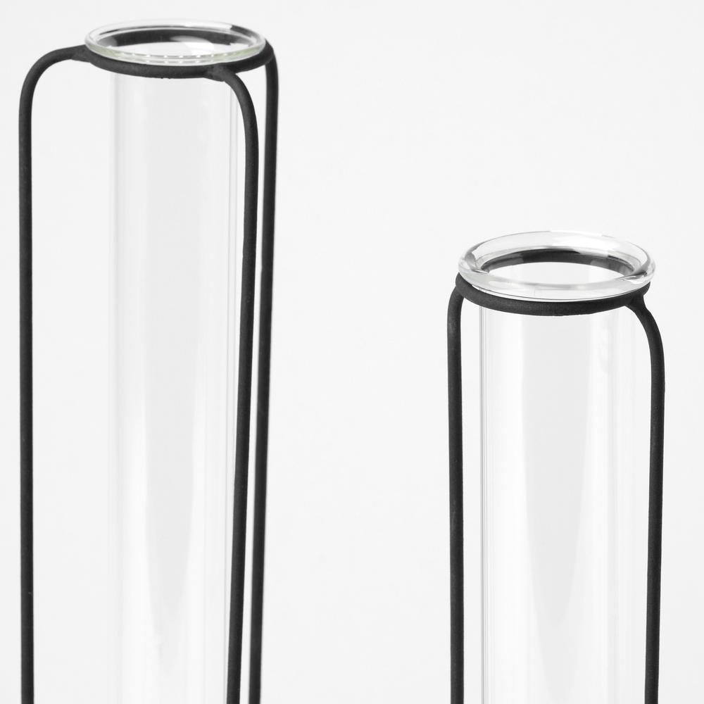 Set of Three Test Tube Stand Vases Black. Picture 3