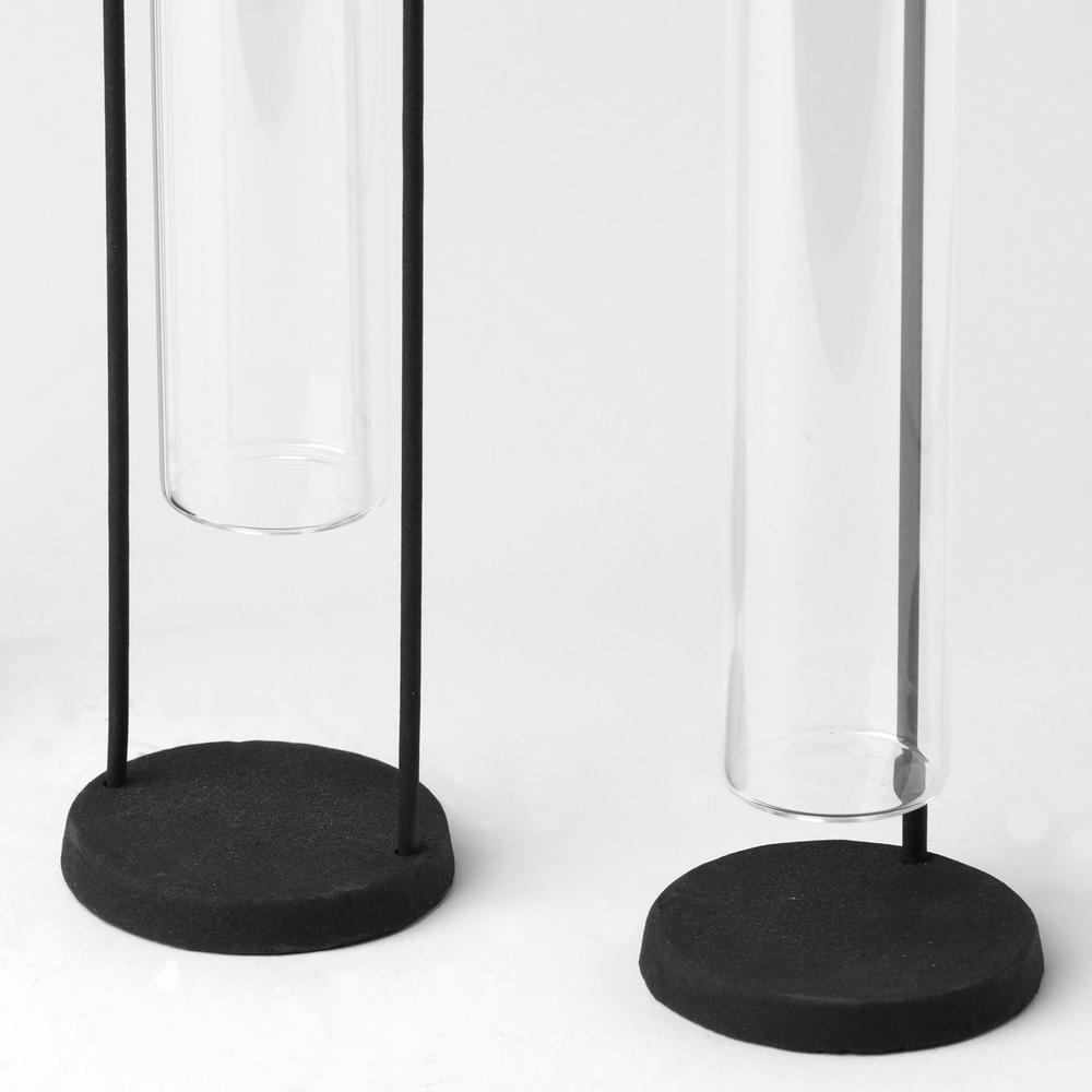 Set of Three Test Tube Stand Vases Black. Picture 4