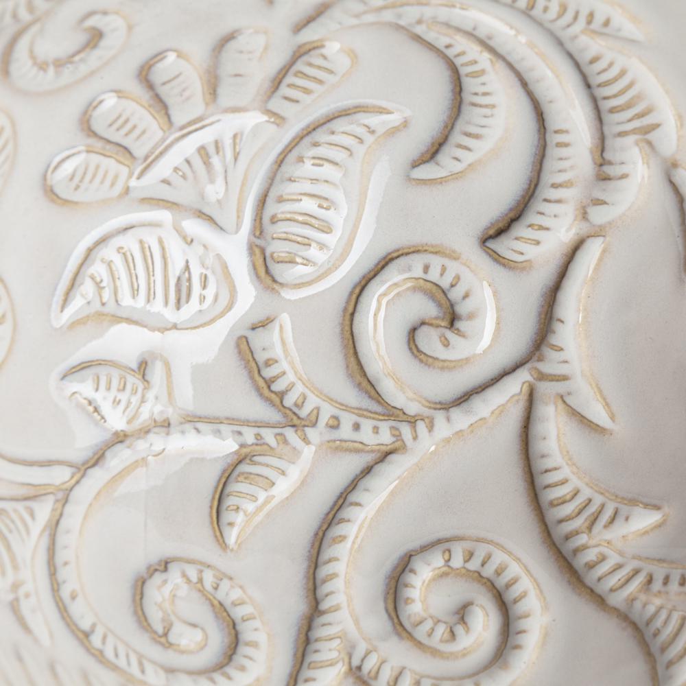 8" Carved White Ceramic Vase White. Picture 5