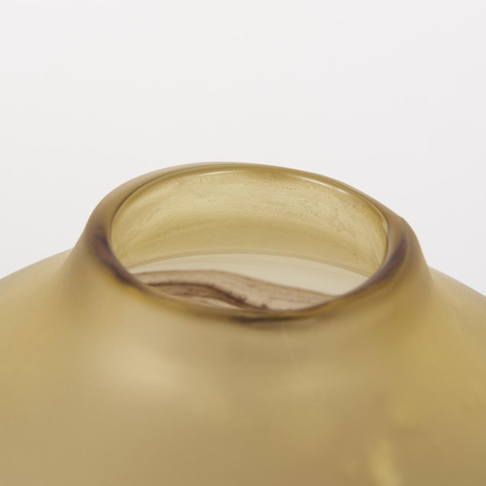 8" Brown and Beige Smoky Sand Dunes Glass Vase Yellow. Picture 4