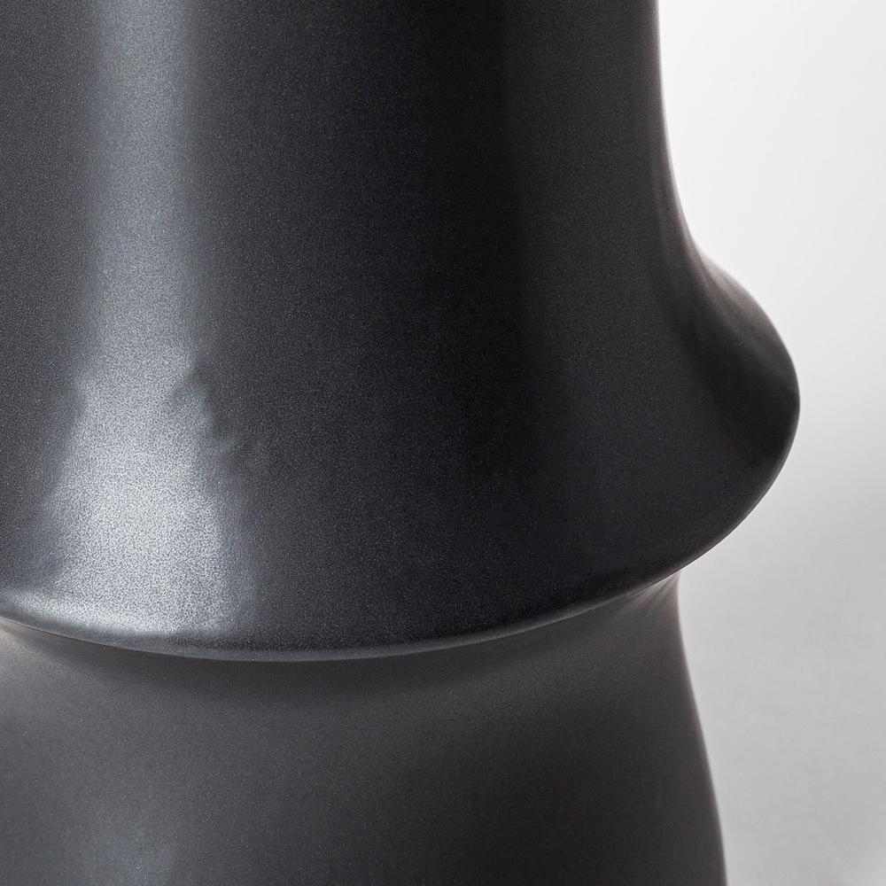 17" Matte Black Contempo Deco Ceramic Vase Black. Picture 4