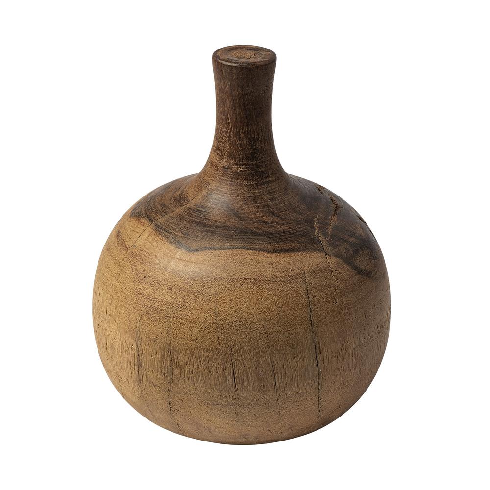 11" Vase Shaped Wooden Décor Piece Brown. Picture 1