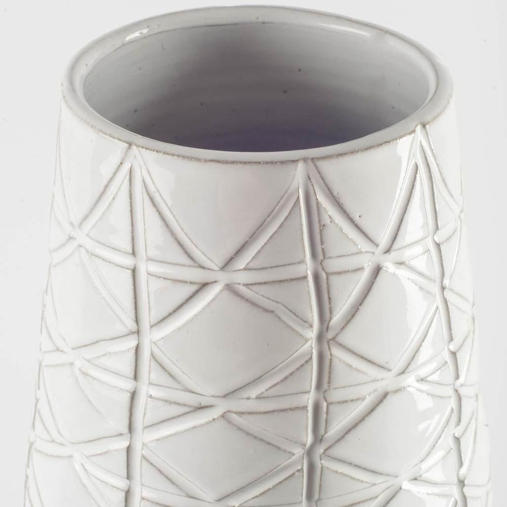 Textured White over Dark Clay Carved Ceramic Vase Gray. Picture 2