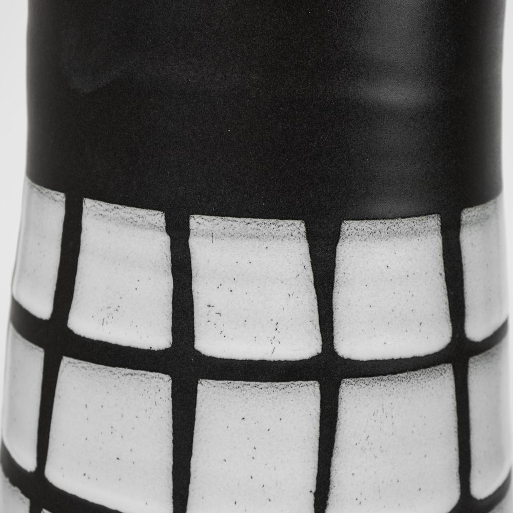 24" Black and White Modern Grid Ceramic Vase White. Picture 3