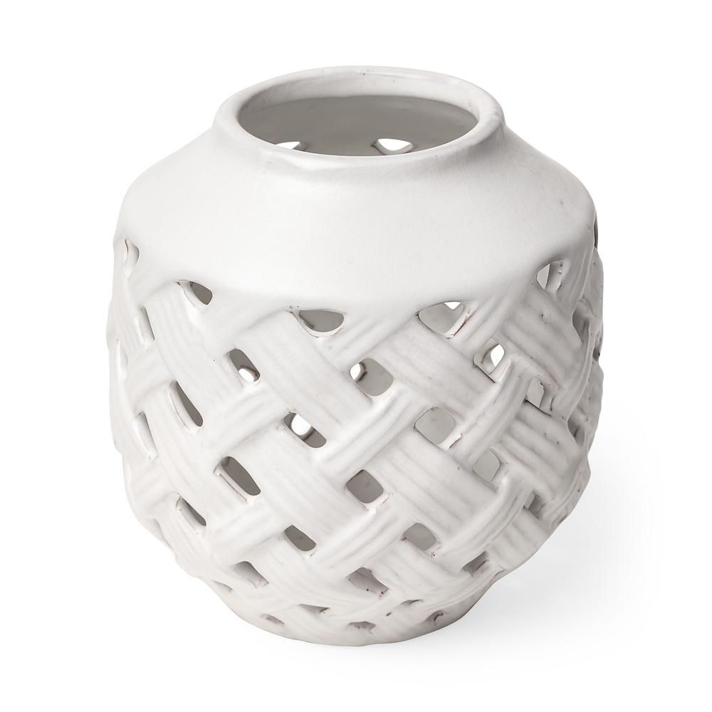 White Ceramic Latticed Vase White. Picture 1