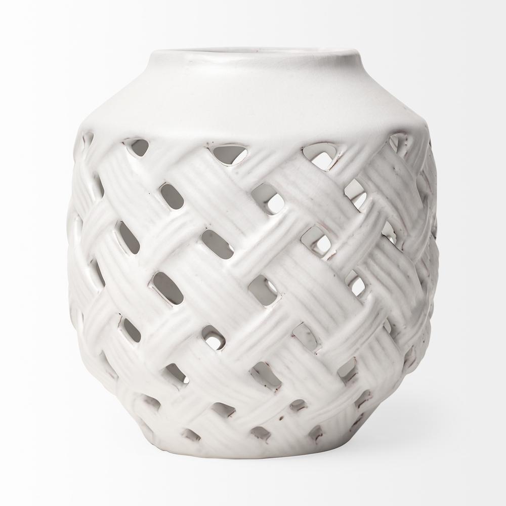 White Ceramic Latticed Vase White. Picture 2