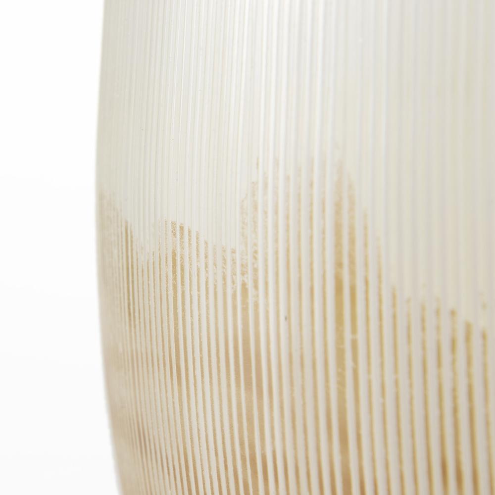 9" Creamy White and Gold Ombre Striped Long Glass Vase Gold/Cream. Picture 6