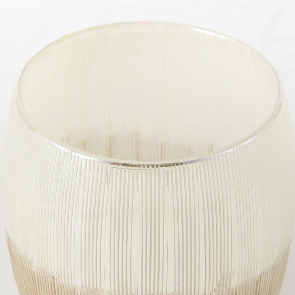 7" Creamy White and Gold Ombre Striped Long Glass Vase Gold/Cream. Picture 4