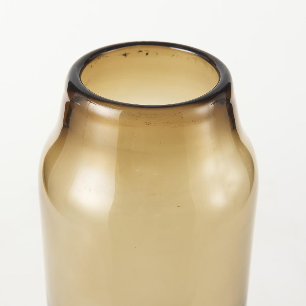 16" Vintage Look Ombre Brown Glass Vase Golden Brown. Picture 4