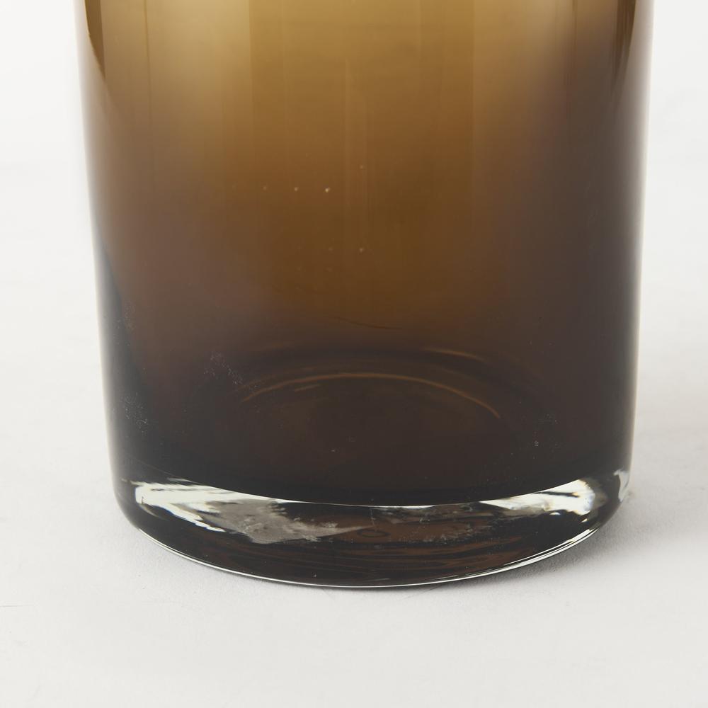 16" Vintage Look Ombre Brown Glass Vase Golden Brown. Picture 6